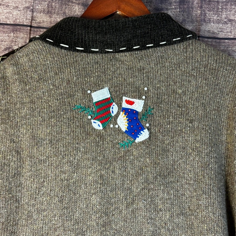 VTG Studio Joy Designers Snowman Ugly Christmas Snowman Sweater Cardigan 2X - Picture 9 of 12